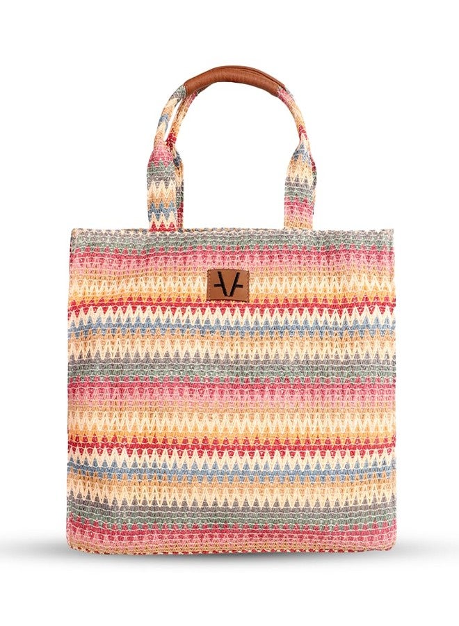 Avake Woven Wild Hand Bag with Raffia and Vegan Leather Accents | Fits 14-Inch Laptop | Stylish & Durable | Lightweight Shoulder Bag for Work, Travel & Daily Use | Made in India - Image 1